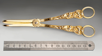 Victorian Silver Gilt Bacchanalian Grape Scissors